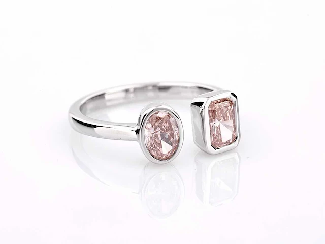 14 kt white gold ring with 1.07cts pink fancy coloured lab grown diamond (size-eu-54) - afbeelding 2 van  8