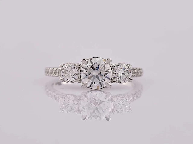 14 kt white gold ring with 1.74 cts lab grown diamond( size -eu-54) - afbeelding 1 van  7