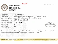 14 kt white gold ring with 1.74 cts lab grown diamond( size -eu-54) - afbeelding 6 van  7
