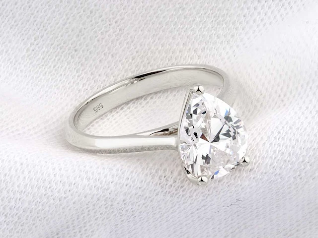 14 kt white gold ring with 2.0 cts lab grown diamond (size-eu-54) - afbeelding 2 van  9