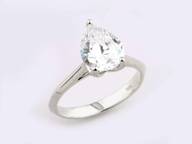 14 kt white gold ring with 2.0 cts lab grown diamond (size-eu-54) - afbeelding 3 van  9
