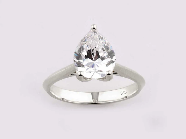 14 kt white gold ring with 2.0 cts lab grown diamond (size-eu-54) - afbeelding 1 van  9