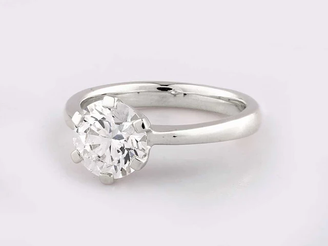 14 kt white gold ring with 2.0 cts round lab grown diamond (size-eu-54) - afbeelding 4 van  8