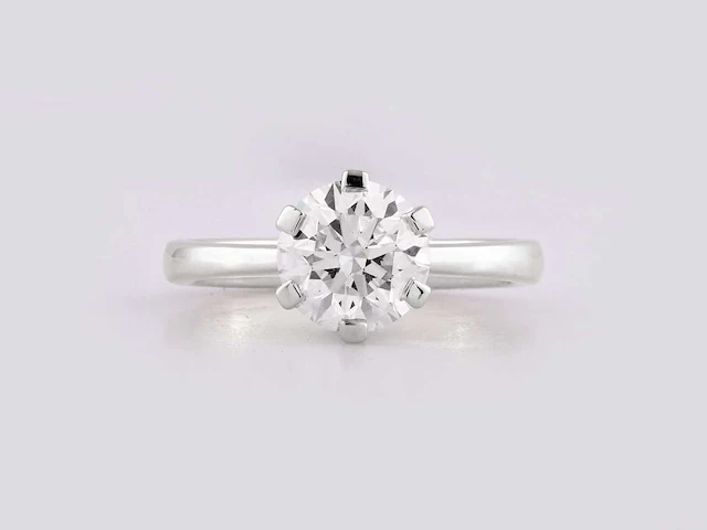 14 kt white gold ring with 2.0 cts round lab grown diamond (size-eu-54) - afbeelding 5 van  8