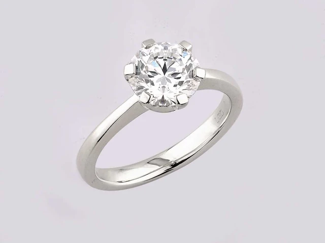14 kt white gold ring with 2.0 cts round lab grown diamond (size-eu-54) - afbeelding 7 van  8