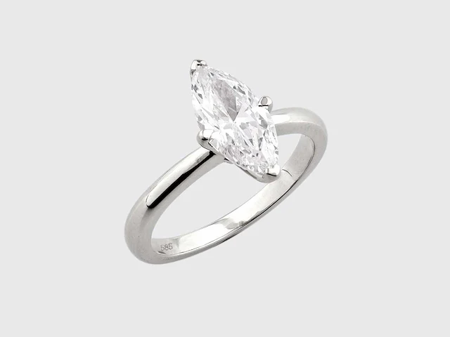 14 kt white gold ring with 2.01cts lab grown diamond - afbeelding 5 van  7