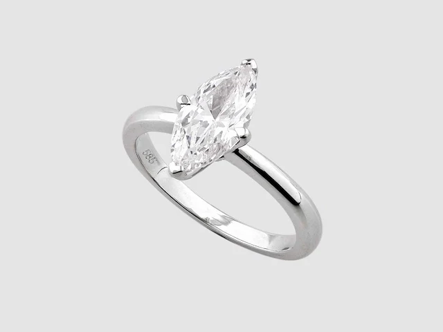 14 kt white gold ring with 2.01cts lab grown diamond - afbeelding 6 van  7