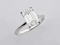 14 kt white gold ring with 3.0 cts emerald cut lab grown diamond (size-eu-54) - afbeelding 8 van  8