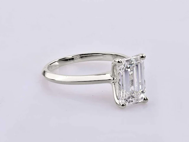 14 kt white gold ring with 3.0 cts lab grown diamond (size-eu-54) - afbeelding 4 van  9