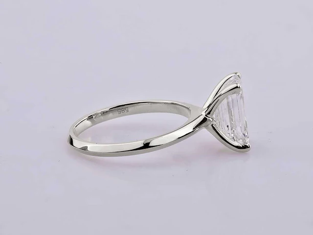 14 kt white gold ring with 3.0 cts lab grown diamond (size-eu-54) - afbeelding 5 van  9