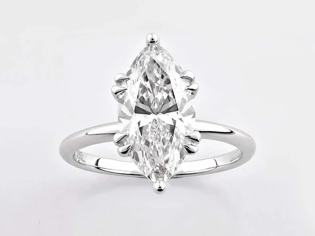 14 kt white gold ring with 3.09 cts lab grown diamond (size-eu-54) - afbeelding 1 van  10
