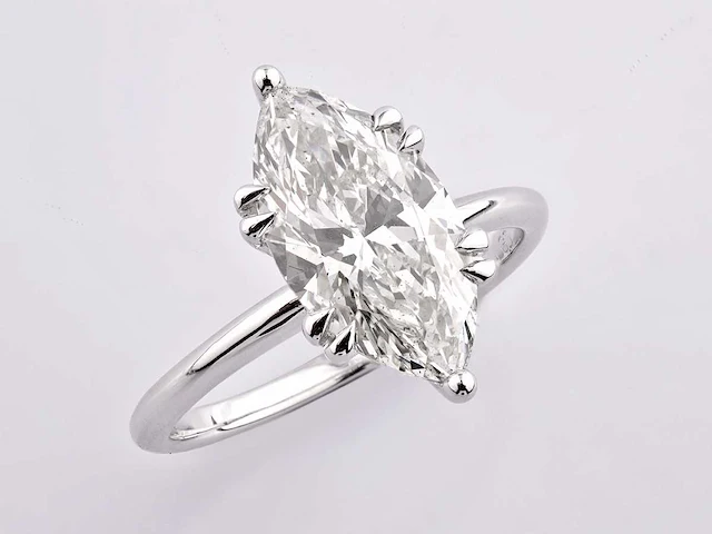 14 kt white gold ring with 3.09 cts lab grown diamond (size-eu-54) - afbeelding 3 van  10