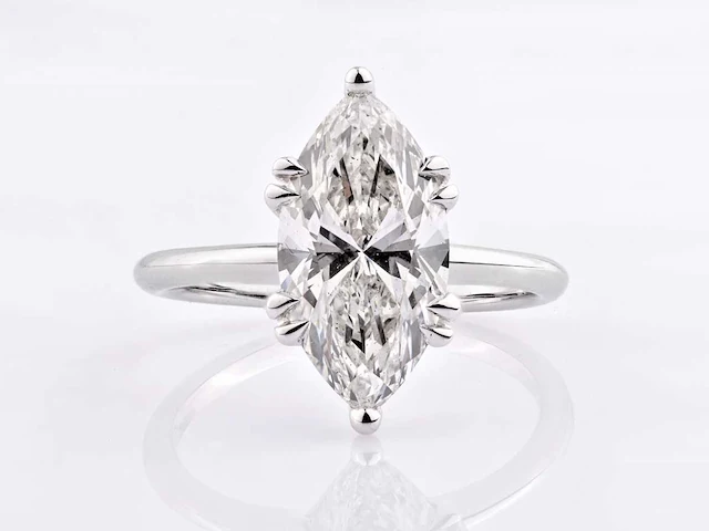 14 kt white gold ring with 3.09 cts lab grown diamond (size-eu-54) - afbeelding 5 van  10
