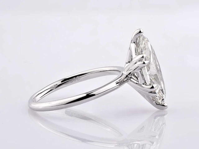 14 kt white gold ring with 3.09 cts lab grown diamond (size-eu-54) - afbeelding 7 van  10
