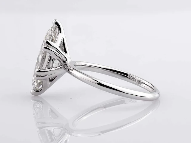 14 kt white gold ring with 3.09 cts lab grown diamond (size-eu-54) - afbeelding 9 van  10