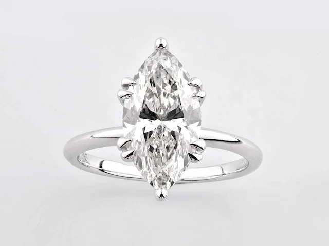 14 kt white gold ring with 3.09 cts lab grown diamond (size-eu-54) - afbeelding 4 van  10