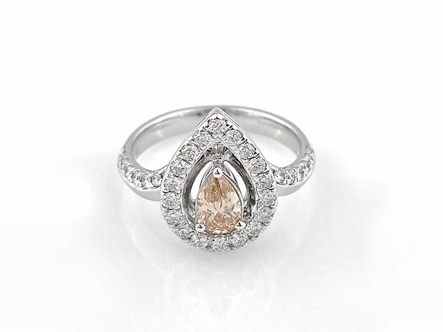 14 kt white gold ring with lab grown diamond( size -eu-54) - afbeelding 1 van  8