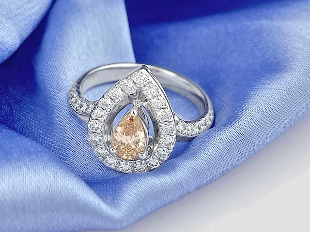 14 kt white gold ring with lab grown diamond( size -eu-54) - afbeelding 7 van  8