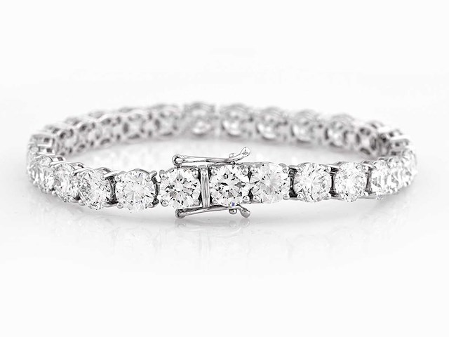 14 kt witgoud 28,11cts laboratoriumgekweekte diamanten tennisarmband met gsi-certificaat (elke steen 1,00 cts) - afbeelding 2 van  9