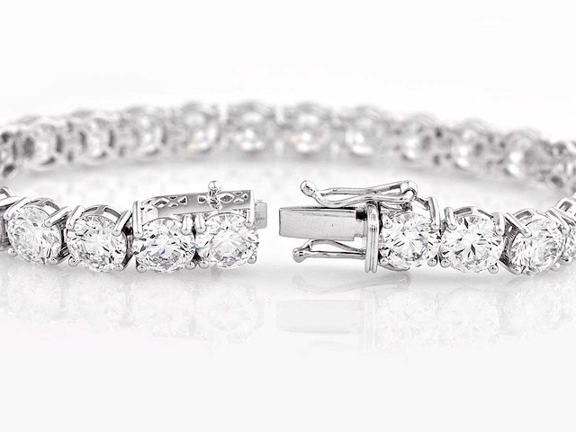 14 kt witgoud 28,11cts laboratoriumgekweekte diamanten tennisarmband met gsi-certificaat (elke steen 1,00 cts) - afbeelding 4 van  9