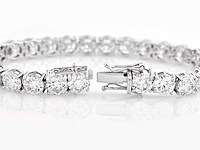 14 kt witgoud 28,11cts laboratoriumgekweekte diamanten tennisarmband met gsi-certificaat (elke steen 1,00 cts) - afbeelding 4 van  9