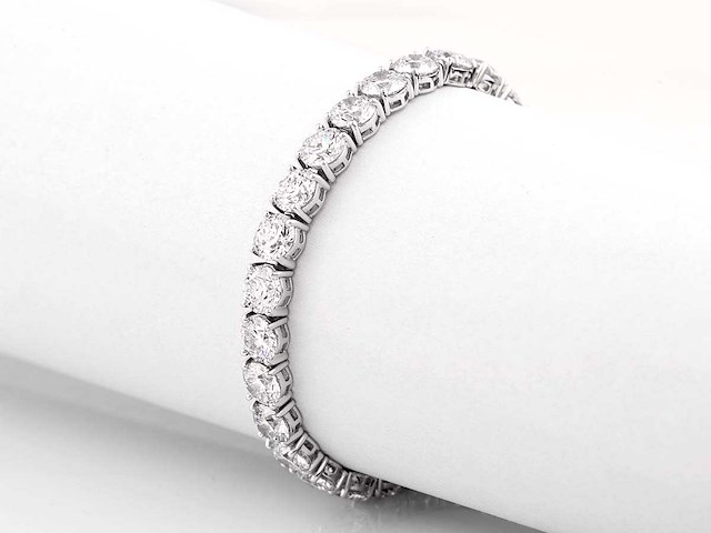 14 kt witgoud 28,11cts laboratoriumgekweekte diamanten tennisarmband met gsi-certificaat (elke steen 1,00 cts) - afbeelding 5 van  9