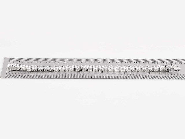 14 kt witgoud 28,11cts laboratoriumgekweekte diamanten tennisarmband met gsi-certificaat (elke steen 1,00 cts) - afbeelding 7 van  9