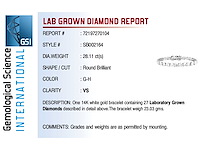 14 kt witgoud 28,11cts laboratoriumgekweekte diamanten tennisarmband met gsi-certificaat (elke steen 1,00 cts) - afbeelding 9 van  9