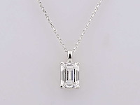 14 kt witgouden hanger met 2.0 ct emerald lab grown diamond - afbeelding 1 van  8