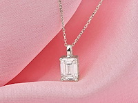 14 kt witgouden hanger met 2.0 ct emerald lab grown diamond - afbeelding 2 van  8