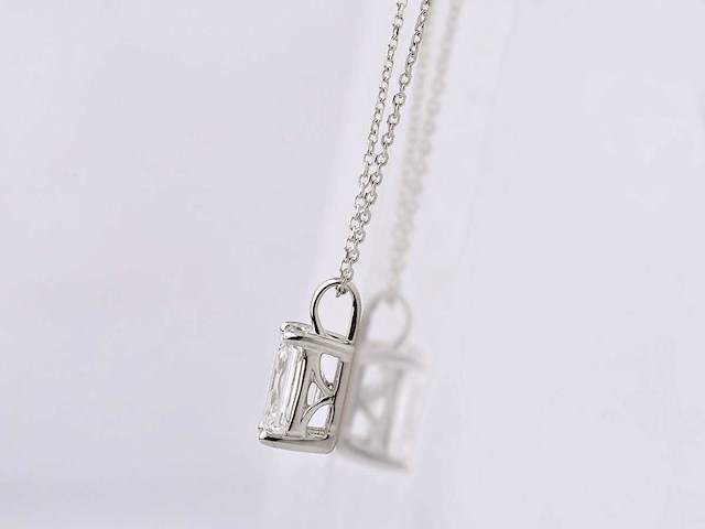 14 kt witgouden hanger met 2.0 ct emerald lab grown diamond - afbeelding 4 van  8