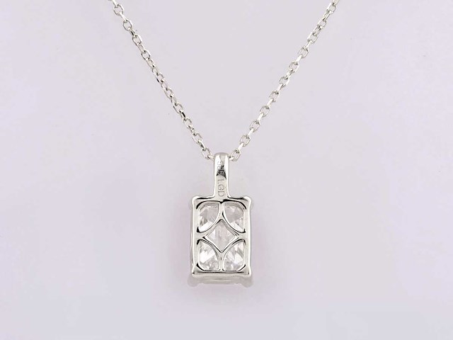 14 kt witgouden hanger met 2.0 ct emerald lab grown diamond - afbeelding 5 van  8