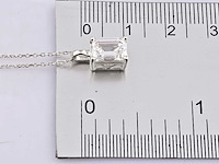 14 kt witgouden hanger met 2.0 ct emerald lab grown diamond - afbeelding 8 van  8