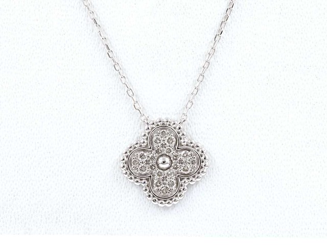 14 kt witgouden hanger met ketting - afbeelding 1 van  8