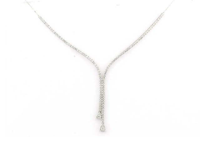 14 kt witgouden ketting met hanger en labgekweekte diamant - afbeelding 1 van  7