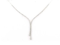 14 kt witgouden ketting met hanger en labgekweekte diamant - afbeelding 1 van  7