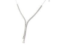 14 kt witgouden ketting met hanger en labgekweekte diamant - afbeelding 3 van  7