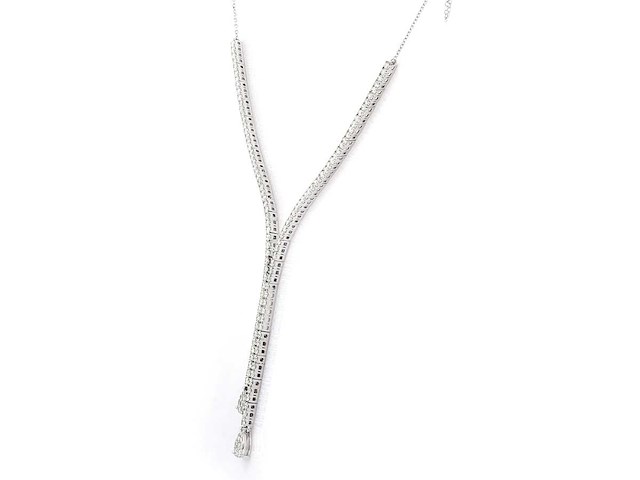 14 kt witgouden ketting met hanger en labgekweekte diamant - afbeelding 4 van  7