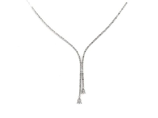 14 kt witgouden ketting met hanger en labgekweekte diamant - afbeelding 6 van  7