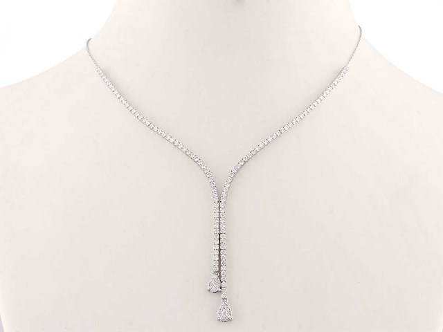 14 kt witgouden ketting met hanger en labgekweekte diamant - afbeelding 7 van  7