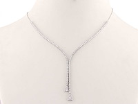 14 kt witgouden ketting met hanger en labgekweekte diamant - afbeelding 7 van  7