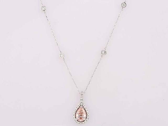 14 kt witgouden ketting met hanger met 1,77 ct in het laboratorium gekweekte diamant - afbeelding 1 van  8