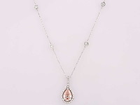 14 kt witgouden ketting met hanger met 1,77 ct in het laboratorium gekweekte diamant - afbeelding 1 van  8