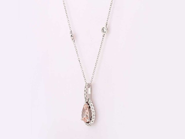 14 kt witgouden ketting met hanger met 1,77 ct in het laboratorium gekweekte diamant - afbeelding 3 van  8