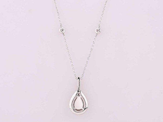 14 kt witgouden ketting met hanger met 1,77 ct in het laboratorium gekweekte diamant - afbeelding 5 van  8