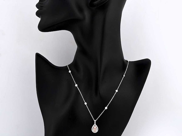 14 kt witgouden ketting met hanger met 1,77 ct in het laboratorium gekweekte diamant - afbeelding 6 van  8