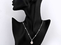14 kt witgouden ketting met hanger met 1,77 ct in het laboratorium gekweekte diamant - afbeelding 6 van  8