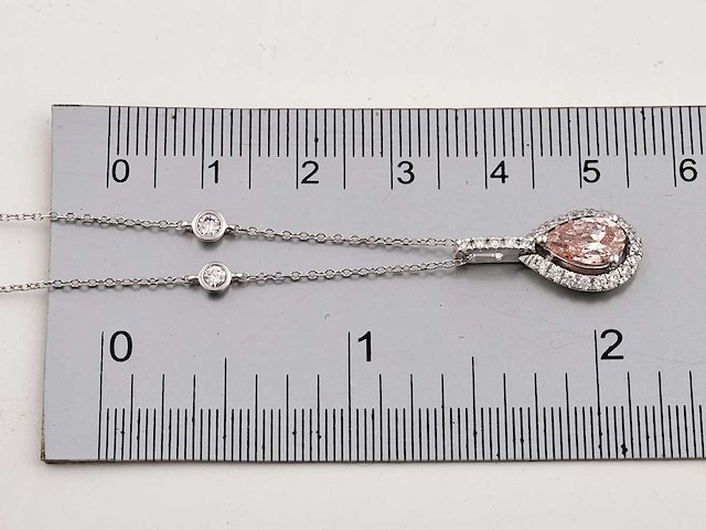 14 kt witgouden ketting met hanger met 1,77 ct in het laboratorium gekweekte diamant - afbeelding 7 van  8