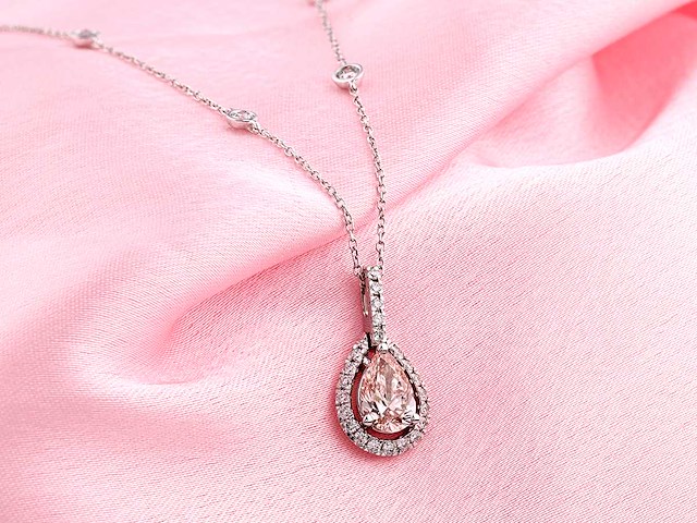 14 kt witgouden ketting met hanger met 1,77 ct in het laboratorium gekweekte diamant - afbeelding 8 van  8