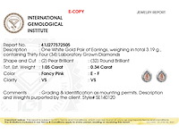 14 kt witgouden oorbel met 1.39 cts lab grown diamond - afbeelding 1 van  7
